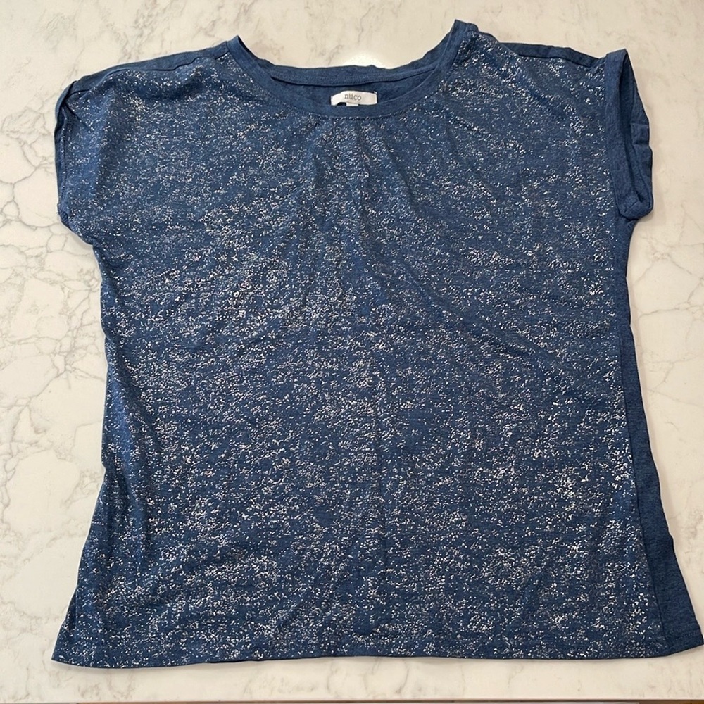 Nuco Blue Metallic Tshirt Size Medium NWOT